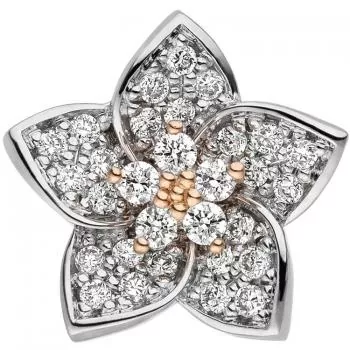Anhänger Blume aus 585 Rot- und Weißgold mit 30 Diamanten