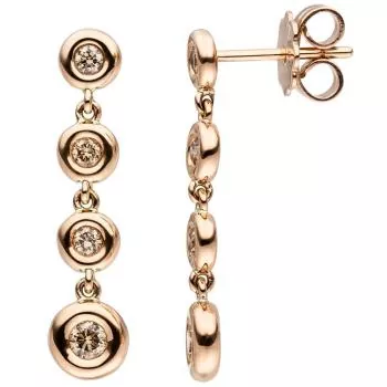 Ohrhänger Hängerstecker aus 585 Rotgold mit 8 Diamanten Brillanten