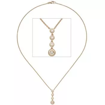 Collier Kette mit Anhänger 585 Gold Rotgold 4 Diamanten Brillanten 44 cm