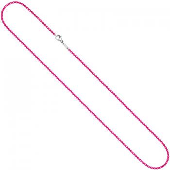 Rundankerkette Edelstahl pink lackiert 42 cm Kette Halskette Karabiner
