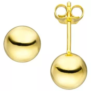 Kugel Ohrstecker aus 925 Silber Gelbgold vergoldet