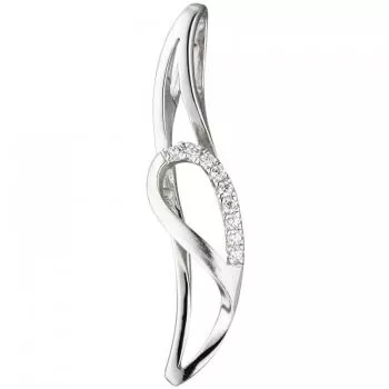 Anhänger aus 925 Silber teil matt mit 9 Zirkonia