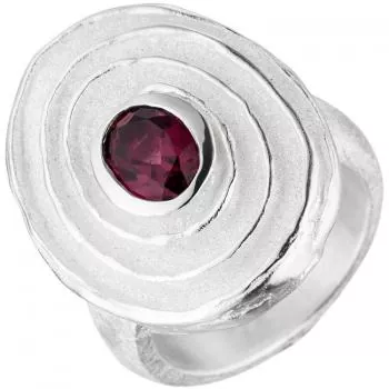 Damen Ring 925 Sterling Silber teil matt 1 Rhodolith