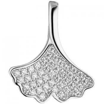 Anhänger Ginko aus 925 Silber mit Zirkonia