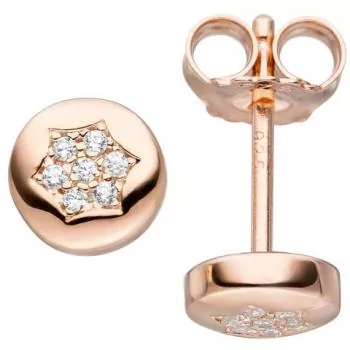 Ohrstecker Stern aus 925 Silber Rotgold vergoldet mit 14 Zirkonia