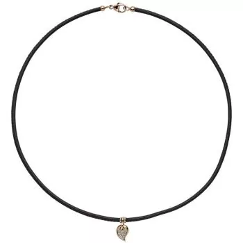 Collier Halskette Leder taupe mit 585 Rotgold 17 Diamanten 45 cm