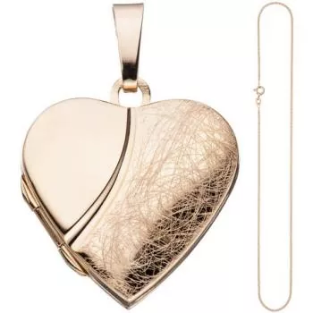 Medaillon Herz zum Öffnen 925 Silber rosegold vergoldet Kette 50 cm