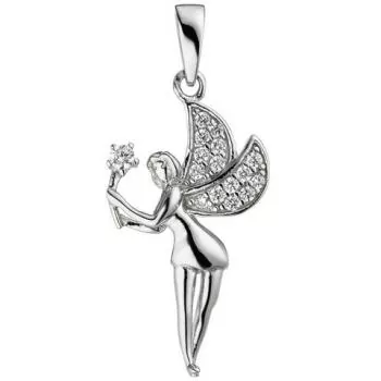 Anhänger Elfe Fee 925 Sterling Silber 16 Zirkonia Silberanhänger