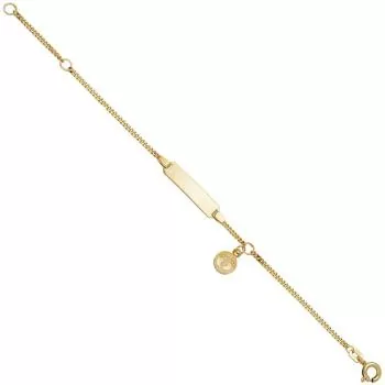 Schildband Babyfüße 333 Gold Gelbgold 14 cm Kinder Gravur ID Armband
