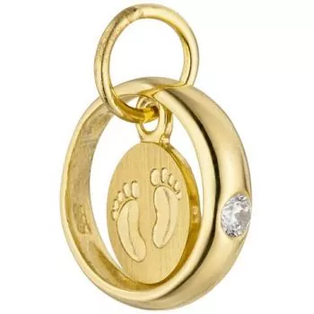 Anhänger Taufring Füße Babyfüße 333 Gold Gelbgold 1 Zirkonia