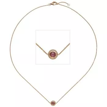 Collier Halskette 585 Rotgold Turmalin 16 Diamanten Brillanten 42 cm