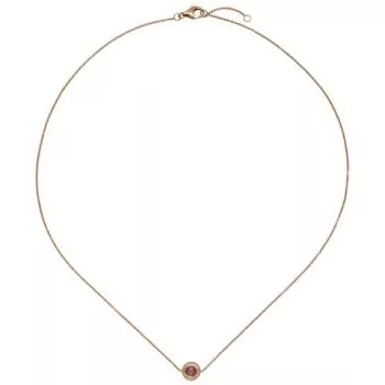 Collier Halskette 585 Rotgold Turmalin 16 Diamanten Brillanten 42 cm