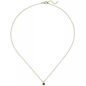 Collier Halskette mit Anhänger 585 Gelbgold 1 Rauchquarz 45 cm