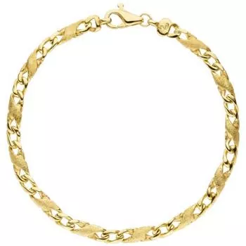 Armband 585 Gold Gelbgold teil matt 21 cm Goldarmband