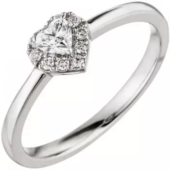 Damen Ring Herz 585 Gold Weißgold 11 Diamanten Herzring