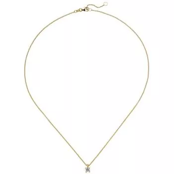 Collier Kette mit Anhänger 585 Gelbgold 1 Diamant Brillant 0,25 ct. 45 cm