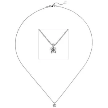 Collier Kette mit Anhänger 585 Gold Weißgold 1 Diamant Brillant 0,15 ct. 45 cm