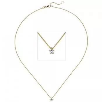 Collier-Kette mit Anhänger 585 Gelbgold 1 Diamant Brillant 0,25 ct. 45 cm