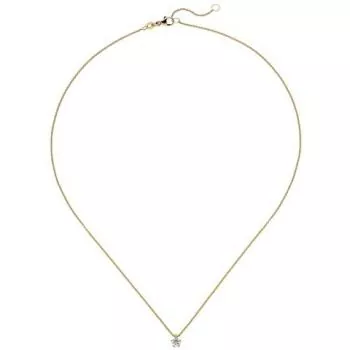 Collier-Kette mit Anhänger 585 Gelbgold 1 Diamant Brillant 0,25 ct. 45 cm