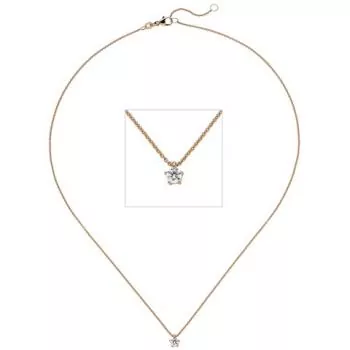 Collier Kette mit Anhänger 585 Rotgold 1 Diamant Brillant 0,15 ct. 45 cm
