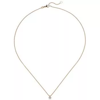 Collier Kette mit Anhänger 585 Rotgold 1 Diamant Brillant 0,15 ct. 45 cm