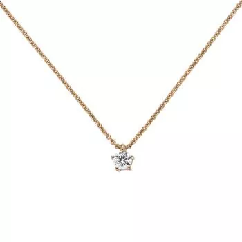 Collier Kette mit Anhänger 585 Rotgold 1 Diamant Brillant 0,15 ct. 45 cm