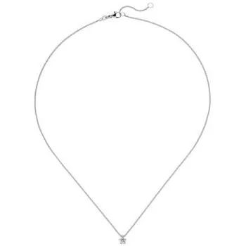 Collier Kette mit Anhänger 585 Weißgold 1 Diamant Brillant 0,15 ct. 45 cm