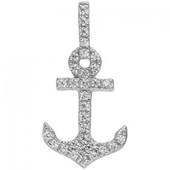Anhänger Anker 925 Sterling Silber 32 Zirkonia Ankeranhänger