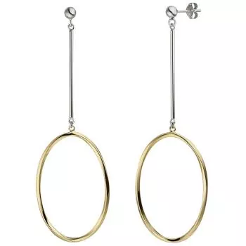 Ohrhänger 925 Silber bicolor teilvergoldet Ohrringe Ohrstecker