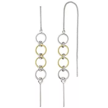 Durchzieh-Ohrhänger 925 Sterling Silber bicolor Ohrringe zum Durchziehen