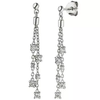 Ohrhänger 925 Sterling Silber 12 Zirkonia Ohrringe Ohrstecker Silberohrringe