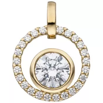 Schmuck-Set, 333 Gold Gelbgold mit Zirkonia und Kette 42 cm