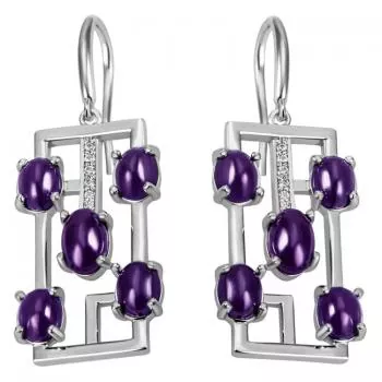 Ohrhänger Amethyst 925 Sterling Silber 12 Zirkonia Ohrringe