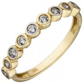 Damen Ring 333 Gelbgold bicolor 9 Zirkonia Goldring