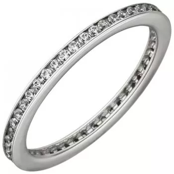 Damen Ring schmal 925 Sterling Silber mit Zirkonia rundum