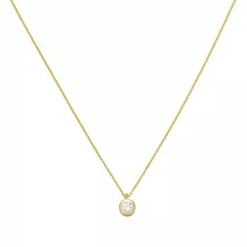 Collier Kettte mit Anhänger 925 Silber vergoldet 1 Zirkonia 43 cm Kette