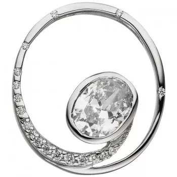 Anhänger Rund 925 Sterling Silber 19 Zirkonia 20,2 mm