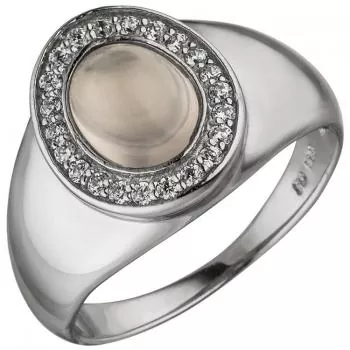Damen Ring 925 Sterling Silber 1 Rosenquarz 22 Zirkonia