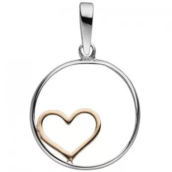 Anhänger Herz 925 Sterling Silber bicolor vergoldet Herzanhänger