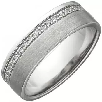 Damen Ring 925 Sterling Silber matt mit Zirkonia rundum