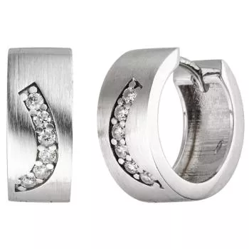 Creolen 925 Silber matt 12 Zirkonia Ohrringe Silbercreolen Silberohrringe