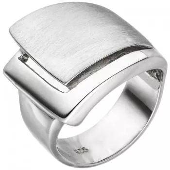 Damen Ring breit 925 Sterling Silber rhodiniert und teilmattiert.