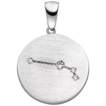 Anhänger Sternzeichen Widder 925 Sterling Silber matt 4 Zirkonia