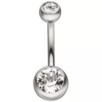 Bauchnabel Piercing Edelstahl mit Kristallsteinen
