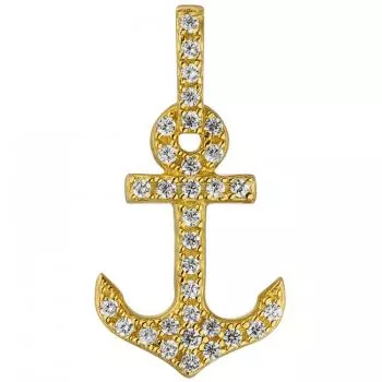 Anhänger Anker 925 Silber gold vergoldet 32 Zirkonia