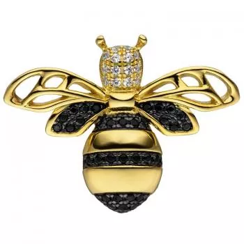 Anhänger Biene 925 Sterling Silber gold vergoldet 38 Zirkonia