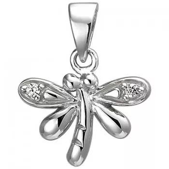 Kinder Anhänger Libelle 925 Sterling Silber 2 Zirkonia Silberanhänger