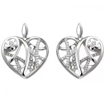 Ohrhänger Herz/Blumen 925 Sterling Silber 70 Zirkonia Ohrringe