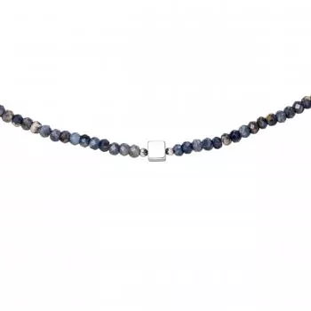 Halskette Kette mit Safir-Rondell und Hämatin 43 cm
