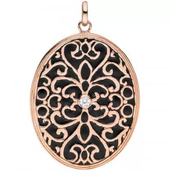 Anhänger oval 925 Sterling Silber rotgold vergoldet 1 Zirkonia